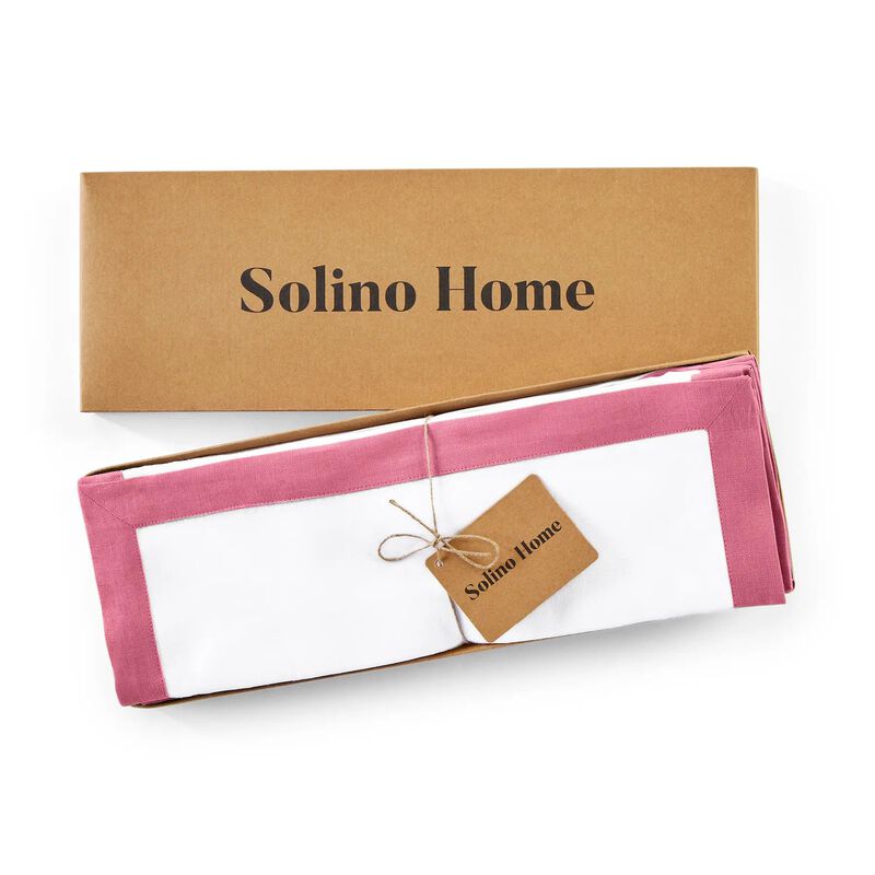 Solino Home Classic 100% Linen Placemats &ndash; Set of 4, 14 x 19 in, Machine Washable, Holiday and Everyday Dining