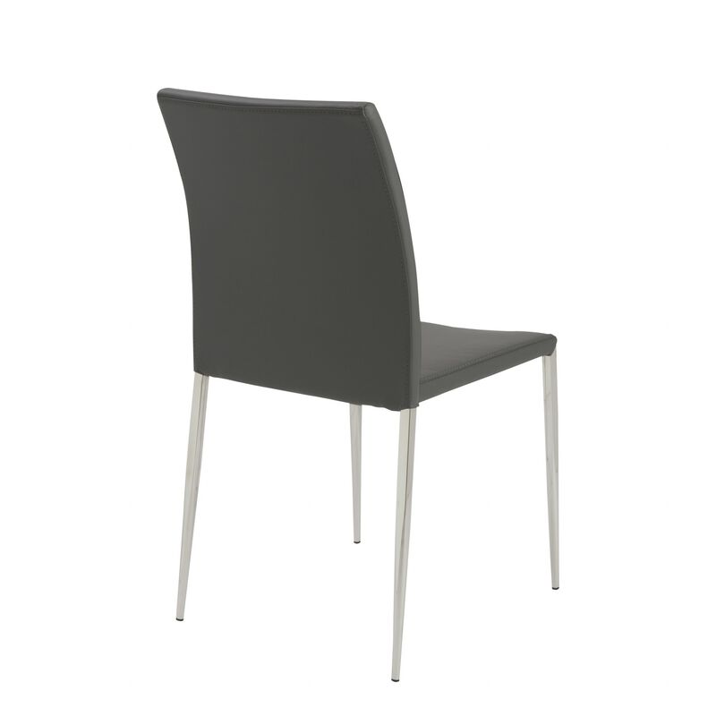 Set of 2 Stacking Chairs with Steel Frame and Faux Leather Seat
