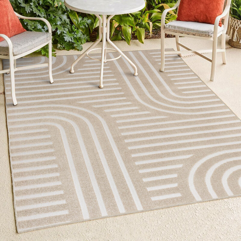 Anders MidCentury Modern Arch Stripe Two-Tone High-Low Indoor Area Rug
