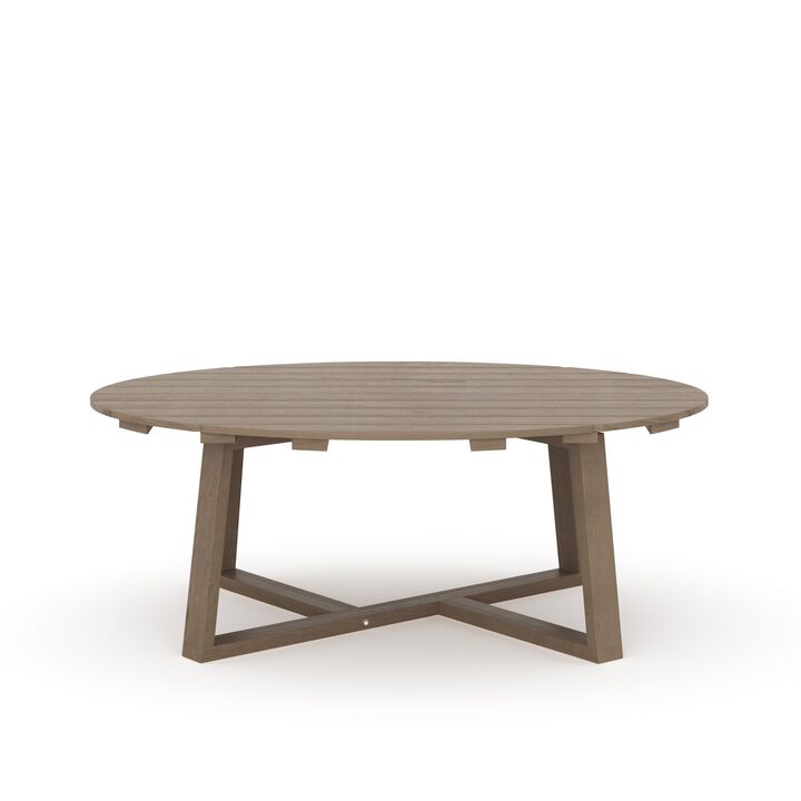 Azy Outdoor Coffee Table, 45 Inch Oval Natural Brown Solid Wood Top - Benzara
