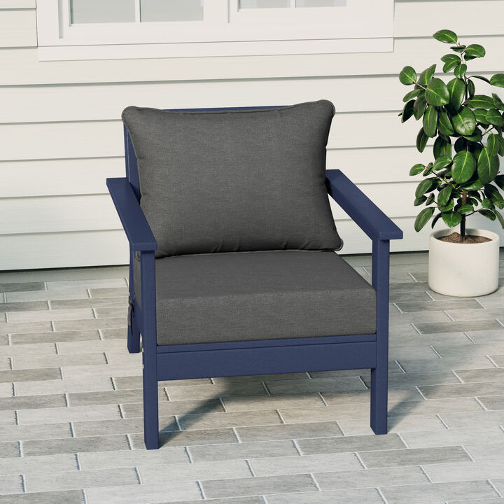 WestinTrends Outdoor Modern HDPE Patio Club Chair with Deep Seat Cushions