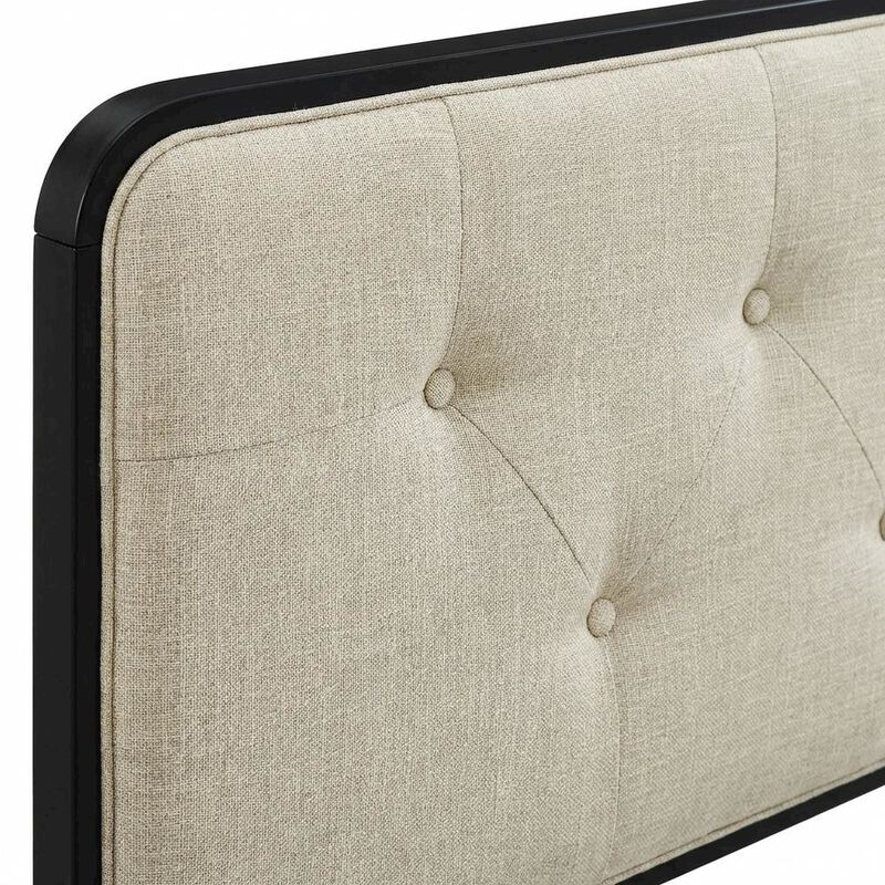 Tufted Fabric Queen Headboard with Wood Frame and Classic Design image number 4