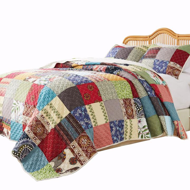 Greenland Home Fashions Renee Upcycle Luxurious Comfortable 2 Pieces Quilt Set Multicolor Twin