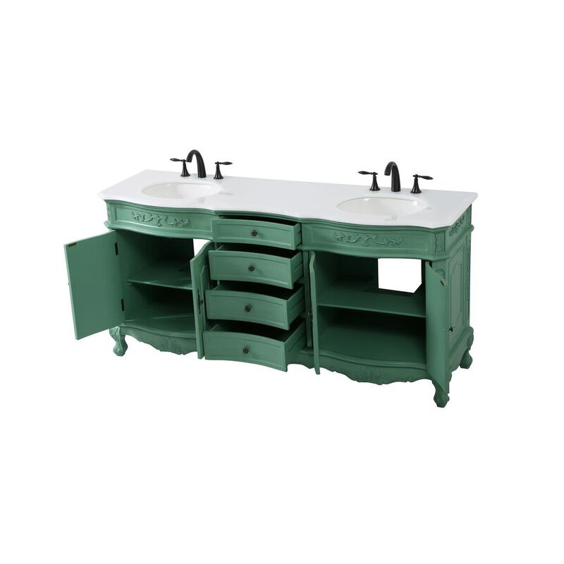 Elegant Kitchen and Bath 72 inch double Bathroom vanity in vintage mint