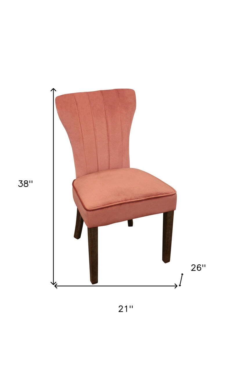 HomeRoots Set of Two Blush and Brown Upholstered Velvet Dining Parsons Chairs image number 5
