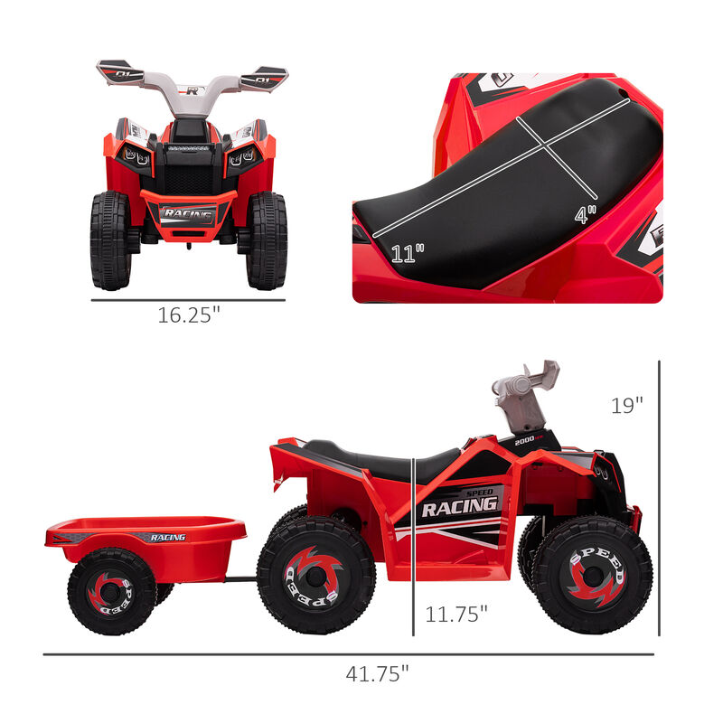BreeBe 6V Electric Toy Car with Back Trailer, Forward Backward, Wear-Resistant Wheels image number 2