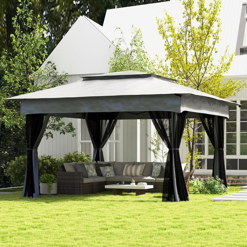 Hivvago Outdoor 11x11 Canopy Gazebo with Mesh Netting and Carry Bag image number 1