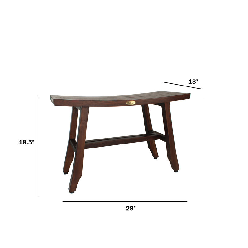 DecoTeak Satori 28" Teak Wood Shower Bench in Woodland Brown Finish