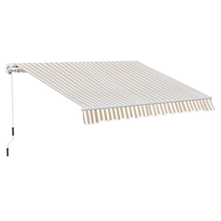 Beige/White Sun Cover: 12'x10' Adjustable Retractable Patio Awning