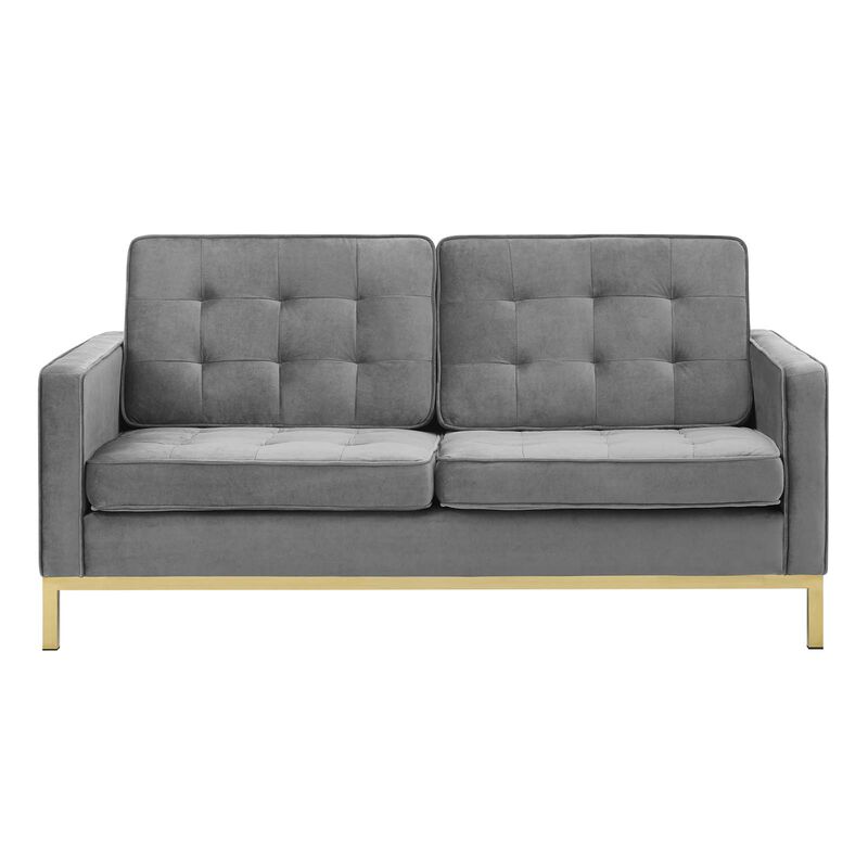 Loft Gold Stainless Steel Leg Performance Velvet Loveseat image number 0