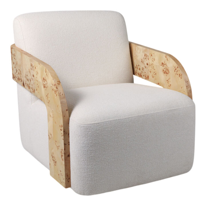 Burl Wood Arm Swivel Accent Chair