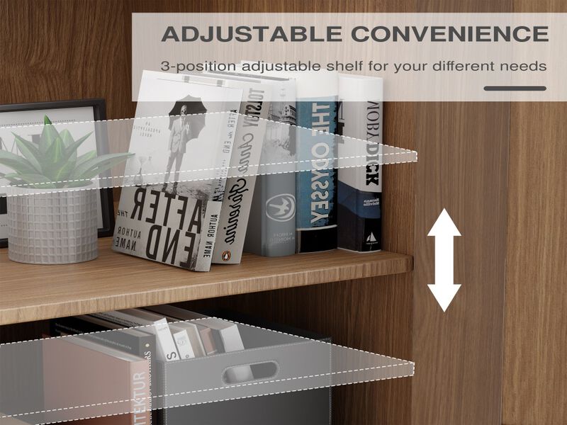 62" High Wood Grain Decorative Storage Cabinet with Sufficient Space for 12 Shelves image number 4