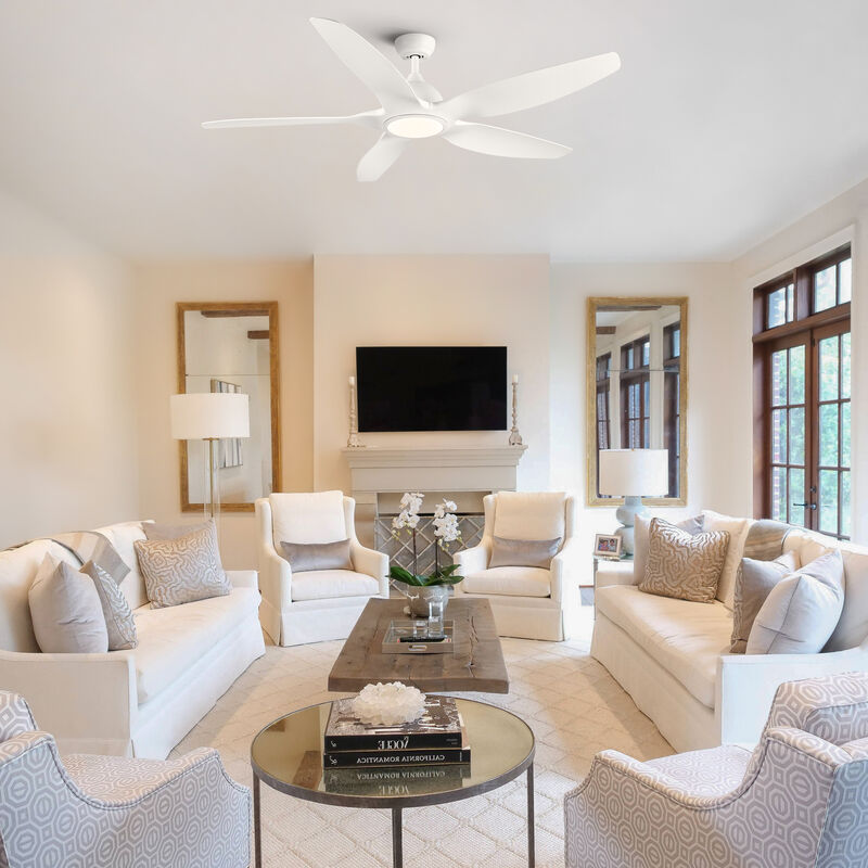 60 Inch Modern LED Ceiling Fan with Light - White ABS Blades, 6-Speed Reversible Fan image number 2