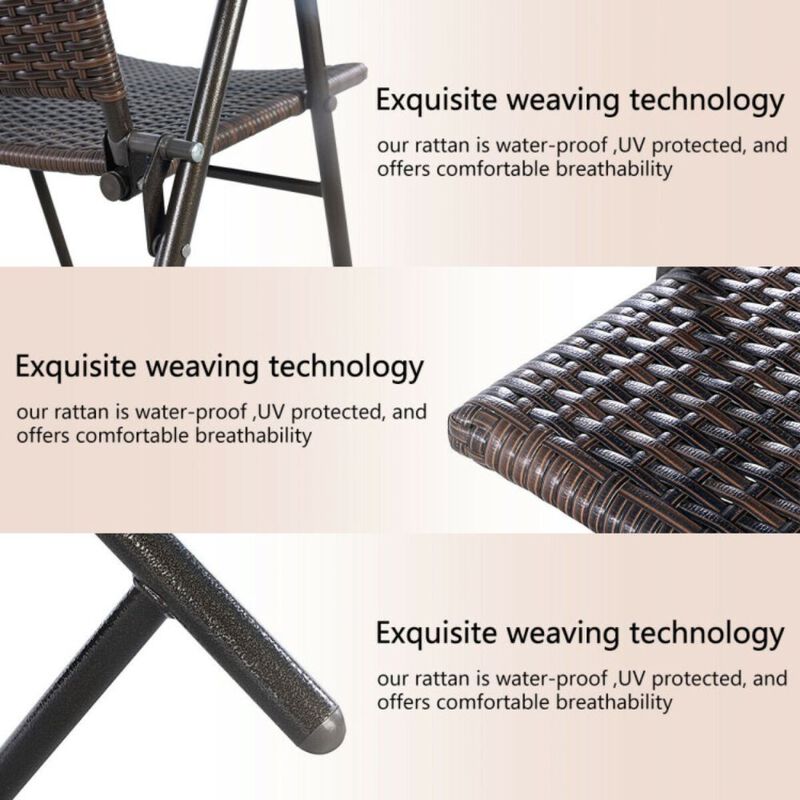 Set of 4 Rattan Folding Chairs