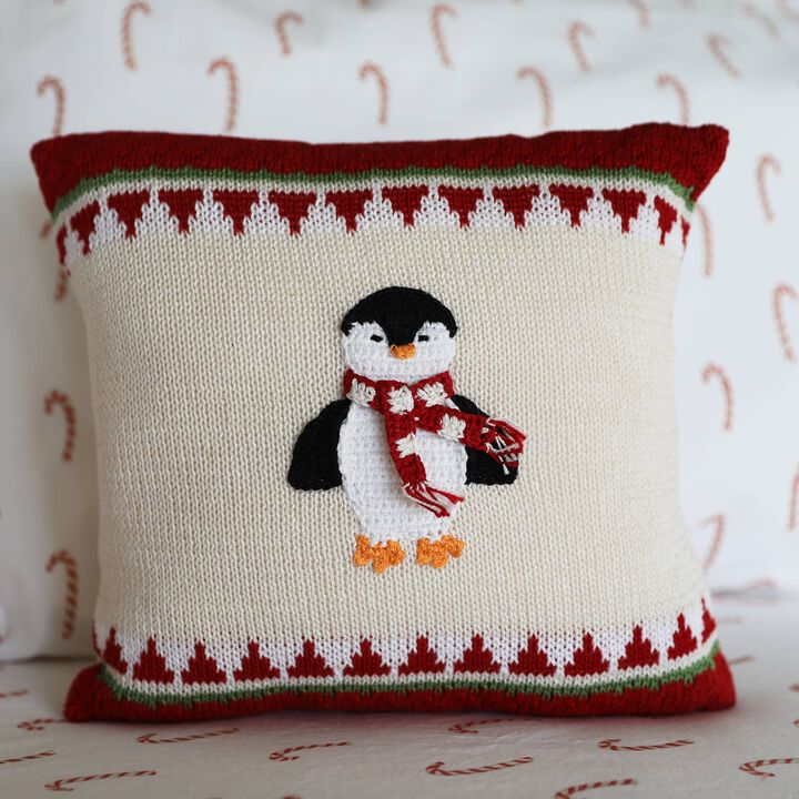 Penguin Christmas Pillow, 10", Holiday Decorations