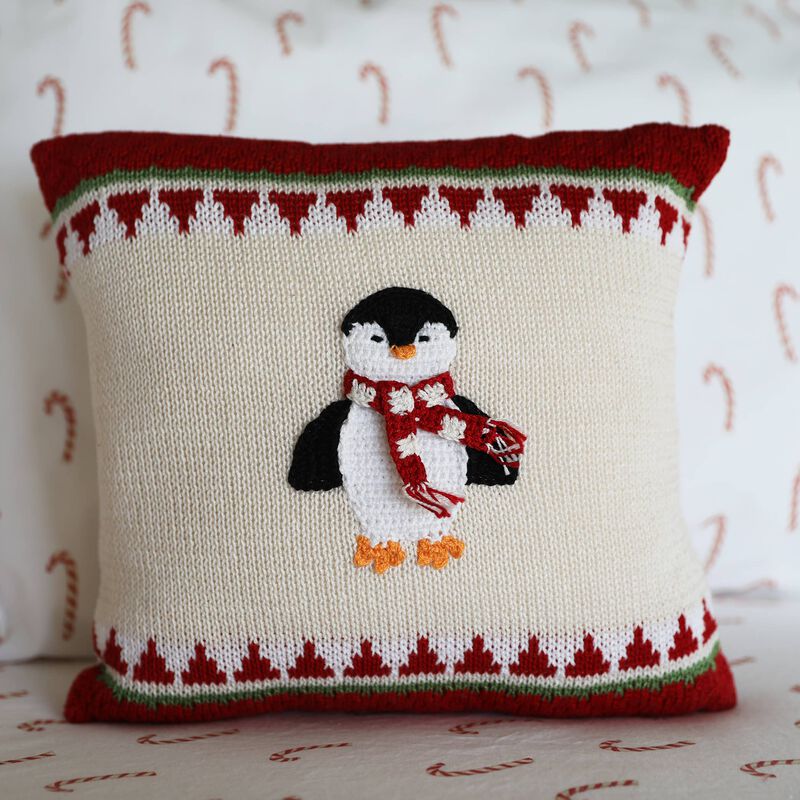 Penguin Christmas Pillow, 10", Holiday Decorations image number 1