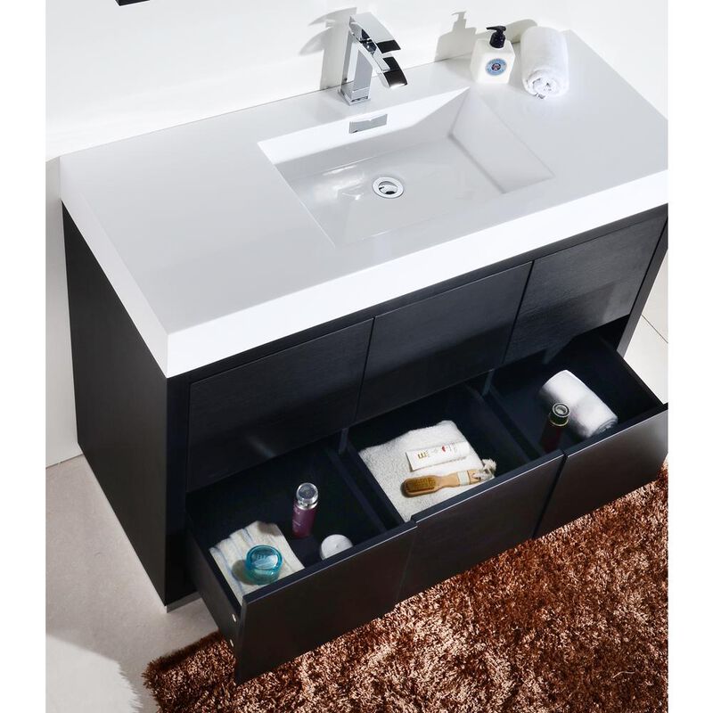 Kubebath Bliss 48 Black Free Standing Modern Bathroom Vanity