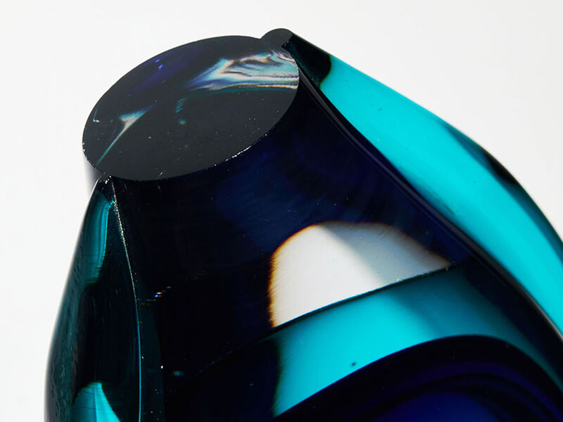 Hand Blown Sommerso Oval Art Glass Vase