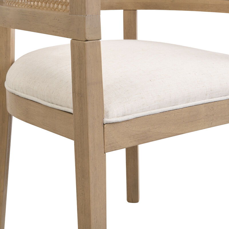 Christopher Knight Home Ember 19.75" Seat Height Upholstered Rubberwood Tub Dining Chairs with Cane Back(Set of 2)