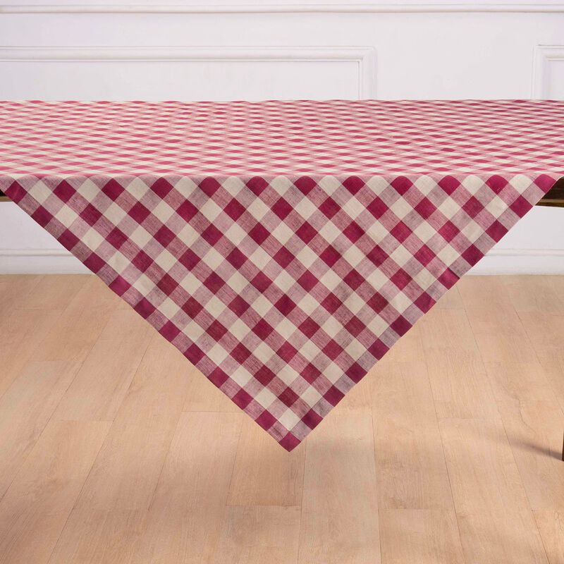 Solino Home Morgan Check 100% Linen Table Throw &ndash; Handcrafted, Machine Washable, Perfect for Holiday and Everyday Dining