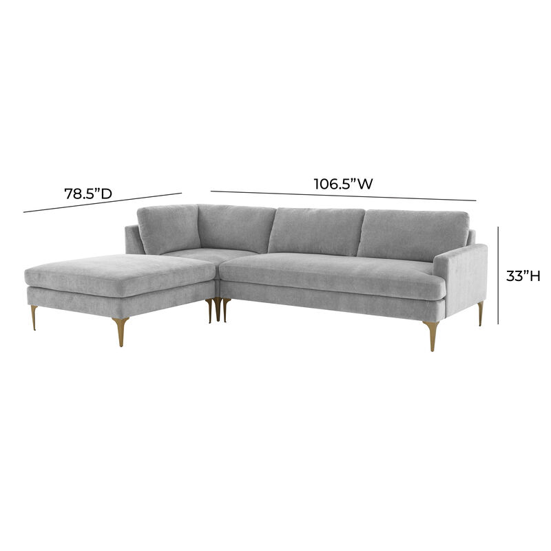 Serena Cream Velvet LAF Chaise Sectional