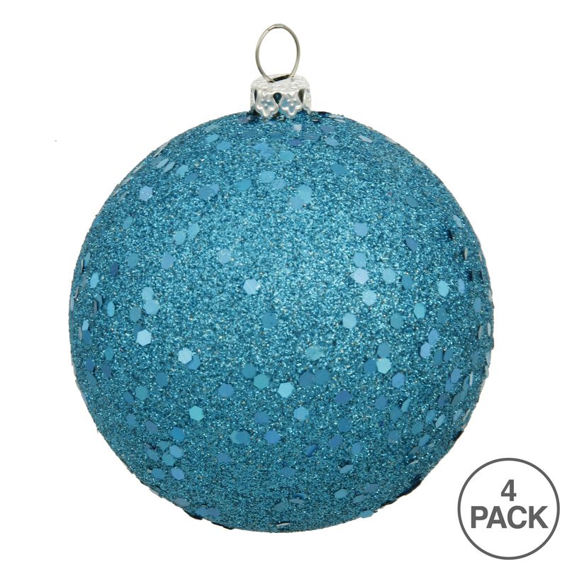Vickerman 6" Turquoise Sequin Ball Ornament, 4 per Bag image number 3