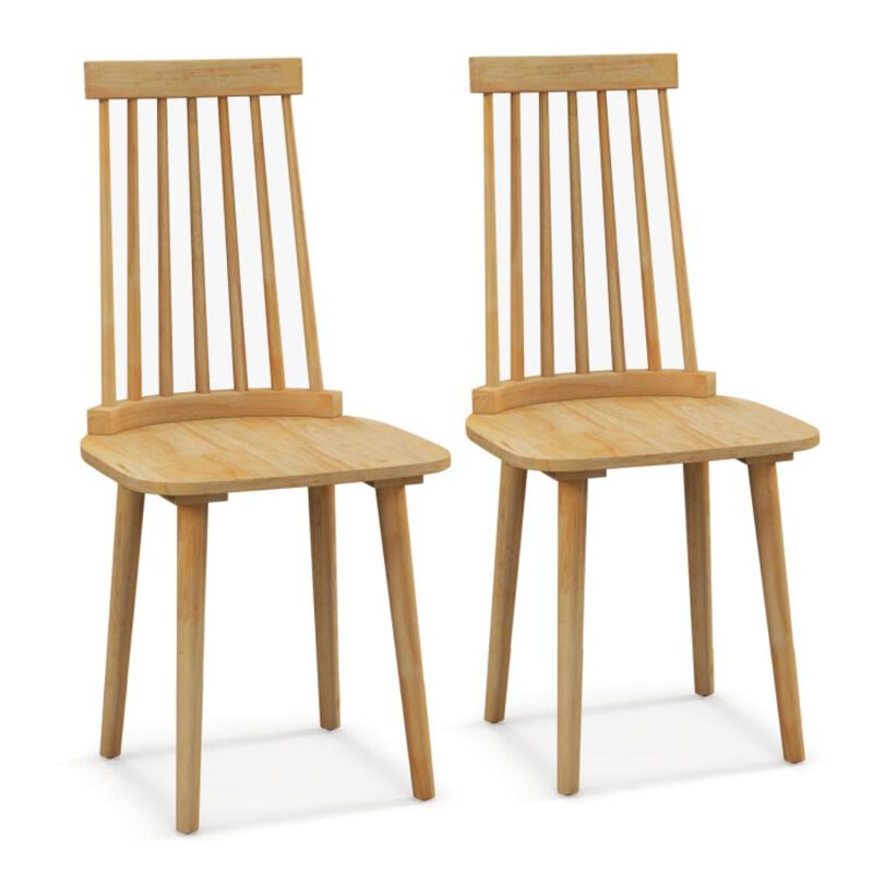 Hivvago Windsor Dining Chairs Set of 2 with High Spindle Back and Natural Rubber Wood Legs for Dining Room Living Room