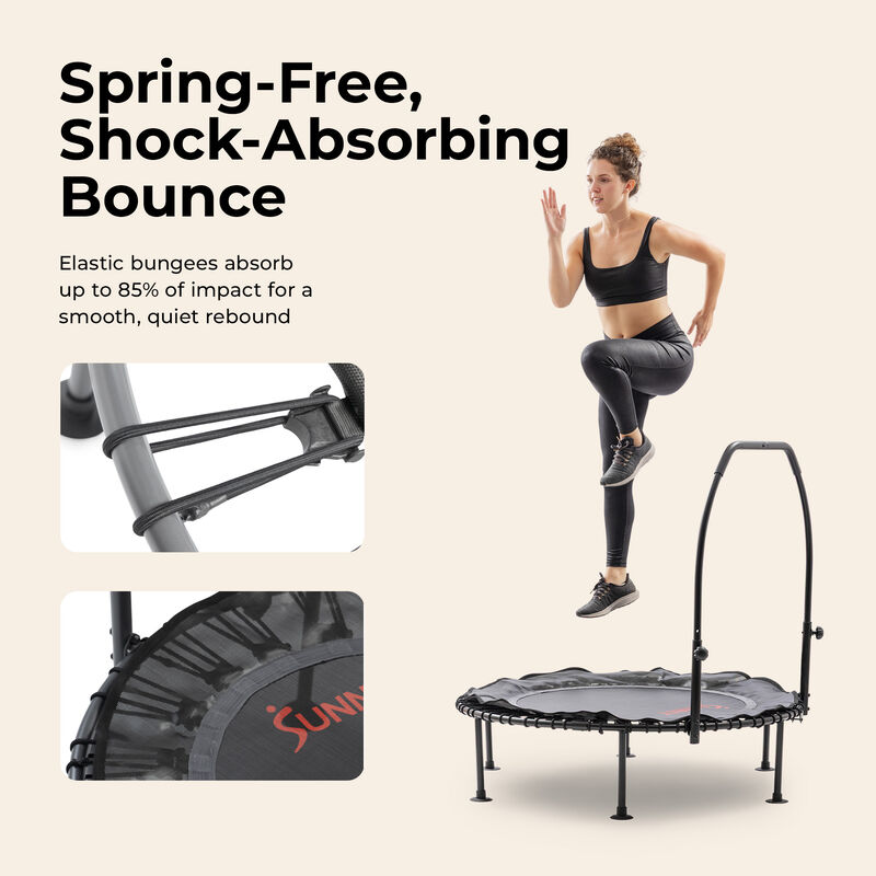 Sunny Health & Fitness Active Quiet Fitness 48" Trampoline with Adjustable Stability Handlebar image number 2