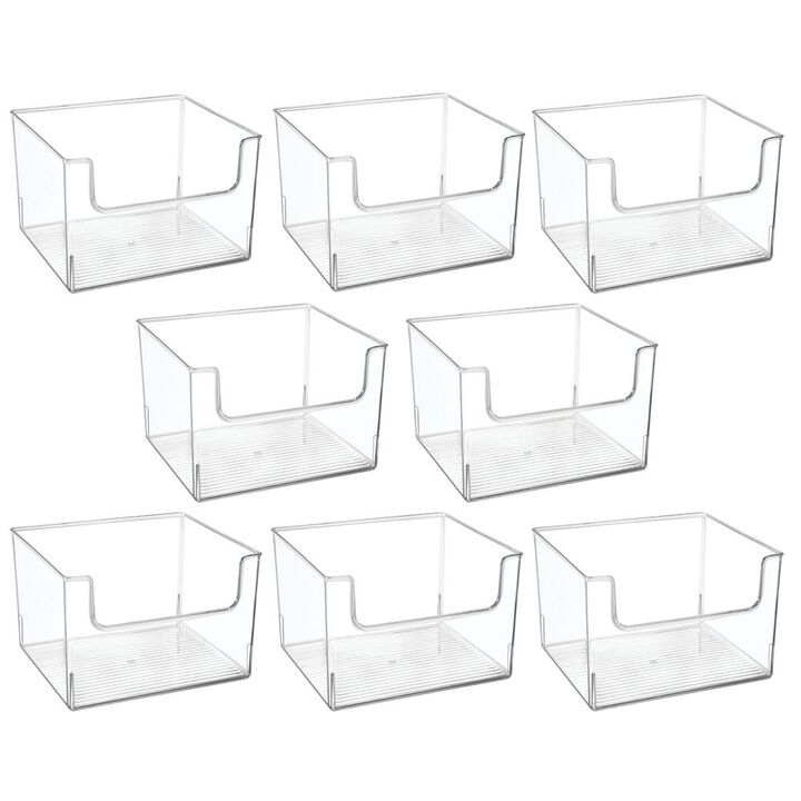 mDesign Closet Plastic Storage Organizer Bin with Open Dip Front, 8 Pack - Clear