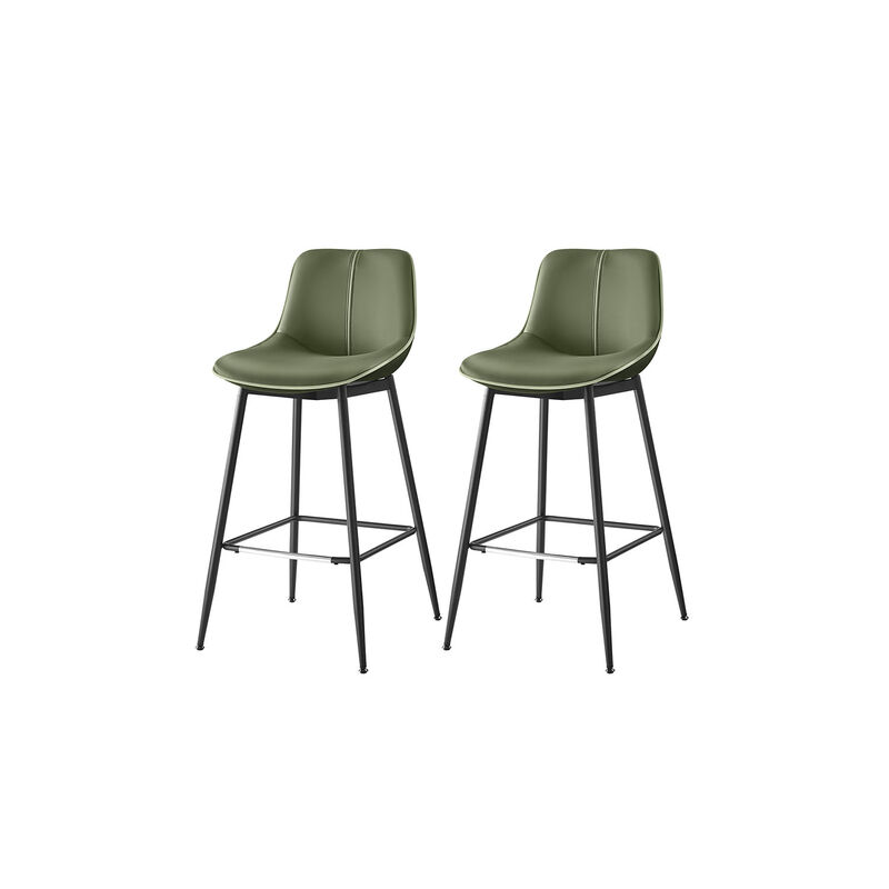 Set of 2 Bar Height Stools &ndash; Modern Tall Chairs with Back Support & Sturdy Base for Home Bar or Countertop