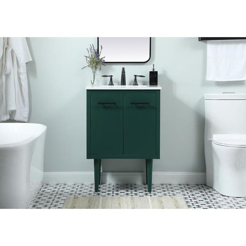 Elegant Kitchen and Bath 24 inch Single bathroom vanity in green