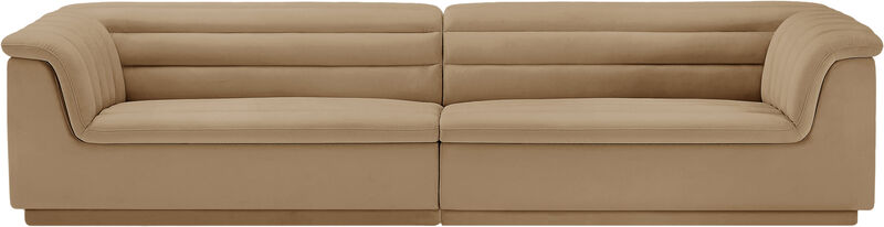 Meridian Furniture Cascade Camel Velvet Fabric Modular Sofa image number 4