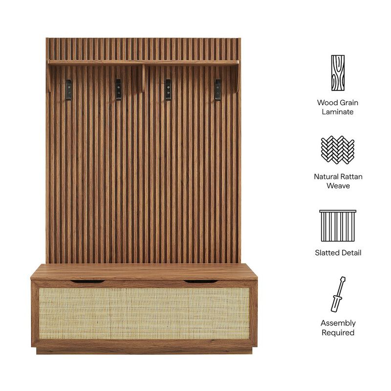 Soma Fluted 3-in-1 Hall Tree With Storage Bench and Coat Rack image number 4