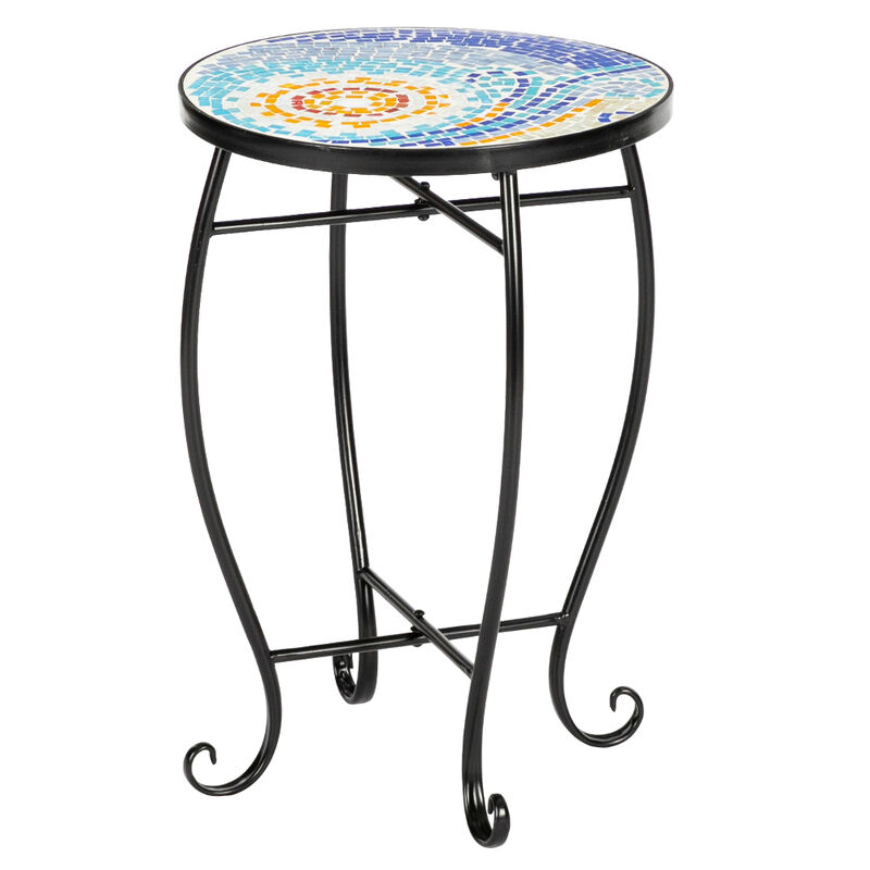 Sun Mosaic Round Bistro Table Artisasset Outdoor Terrace Caf&eacute; Table for Patio & Garden Decor