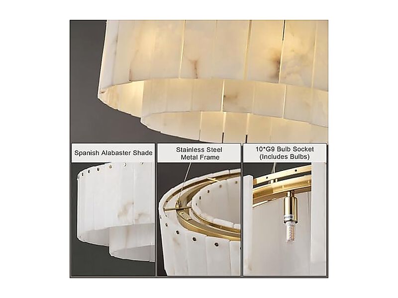 Alabaster Chandeliers D23in Round Dining Room Small Chandelier Light Fixture image number 3