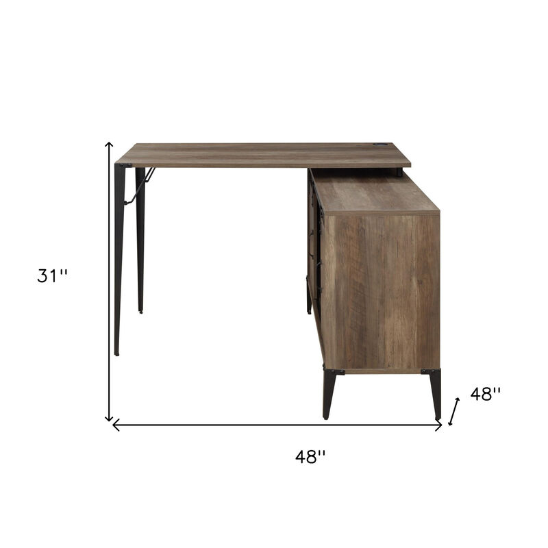 L-Shape Writing Desk with Storage Drawers for Home Office or Study Room