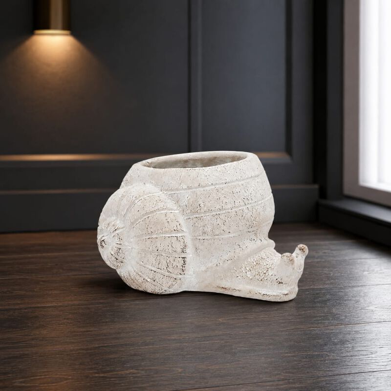 WOW PIONEER Decorative Sand and Cement Snail Planter Stylized Silhouette for Succulents Herbs Trailing Plants Indoor Home Decor image number 2