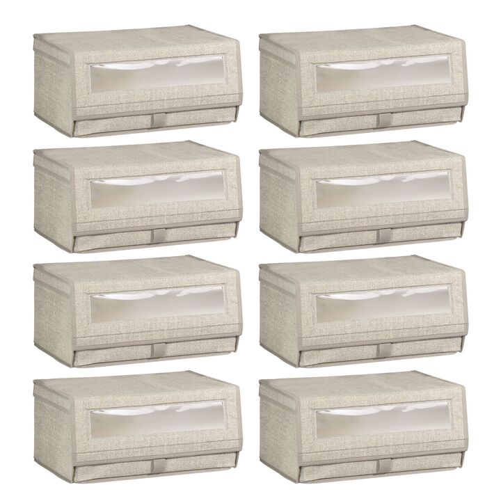 mDesign Large Fabric Closet Shoe Storage Box, 8 Pack, Gray