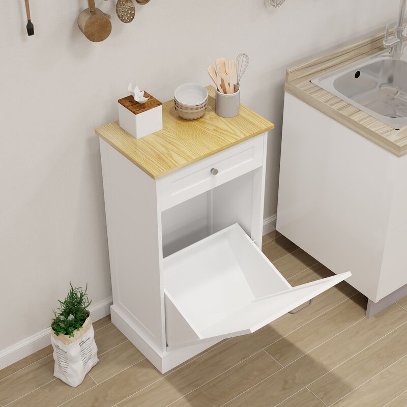 19.68 in. W x 13.77 in. D x 35.62 in. H Ready to Assemble Trash Can Kitchen Cabinet