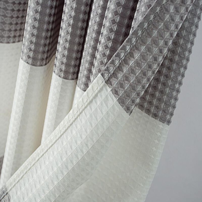 Olivia Gray Glamor Fade-resistant Striped Waffle Jacquard Shower Curtain with 12 Reinforced Stitched Buttonholes - 70-inch x 72-inch - Blue