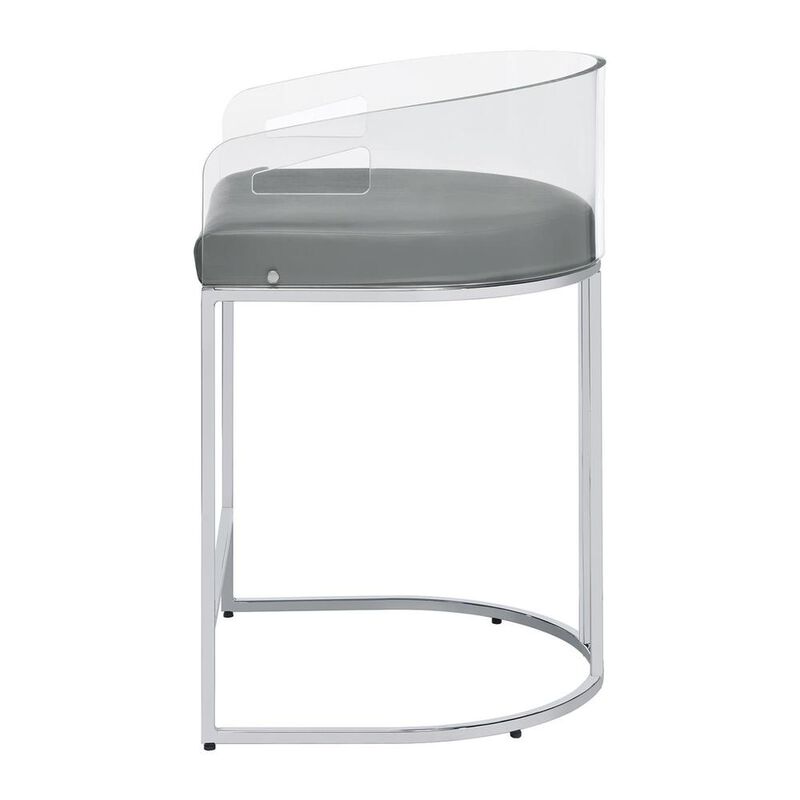 Coaster Co. of America Thermosolis Acrylic Back Counter Height Stools Grey and Chrome (Set of 2)