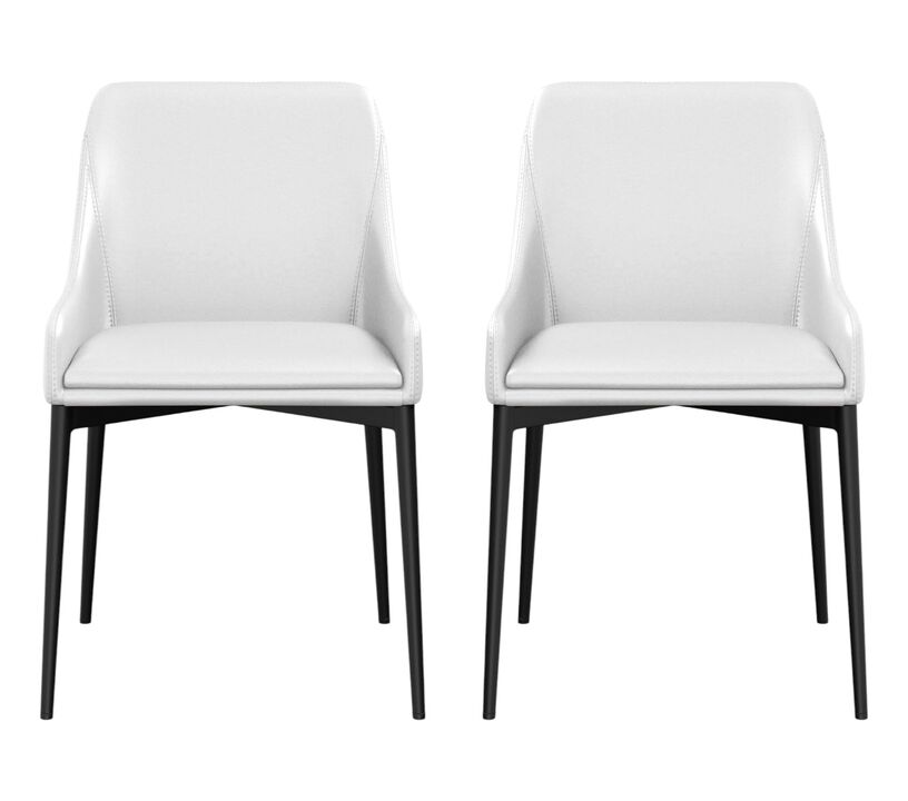 HomeRoots Set of Two White and Black Faux Leather Dining Side Chairs