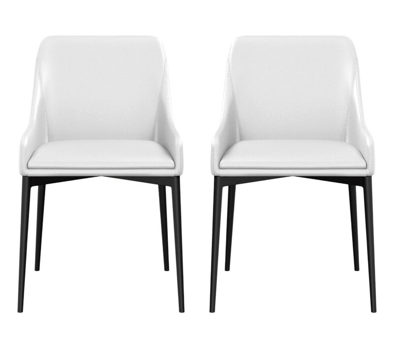 HomeRoots Set of Two White and Black Faux Leather Dining Side Chairs image number 0