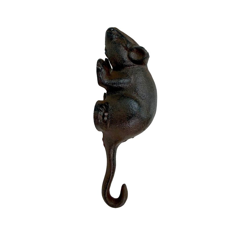 Set Of 4 Mouse Wall Hooks Distressed Brown Cast Iron 6 In Decorative image number 4