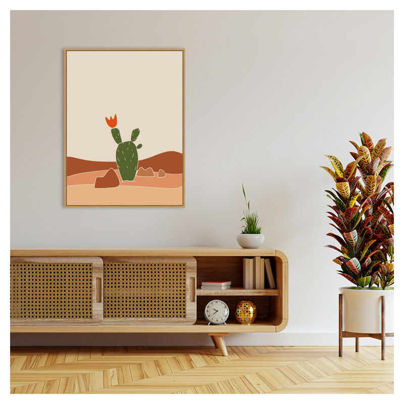 Southwest Cactus Bloom by Little Dean Framed Canvas Wall Art