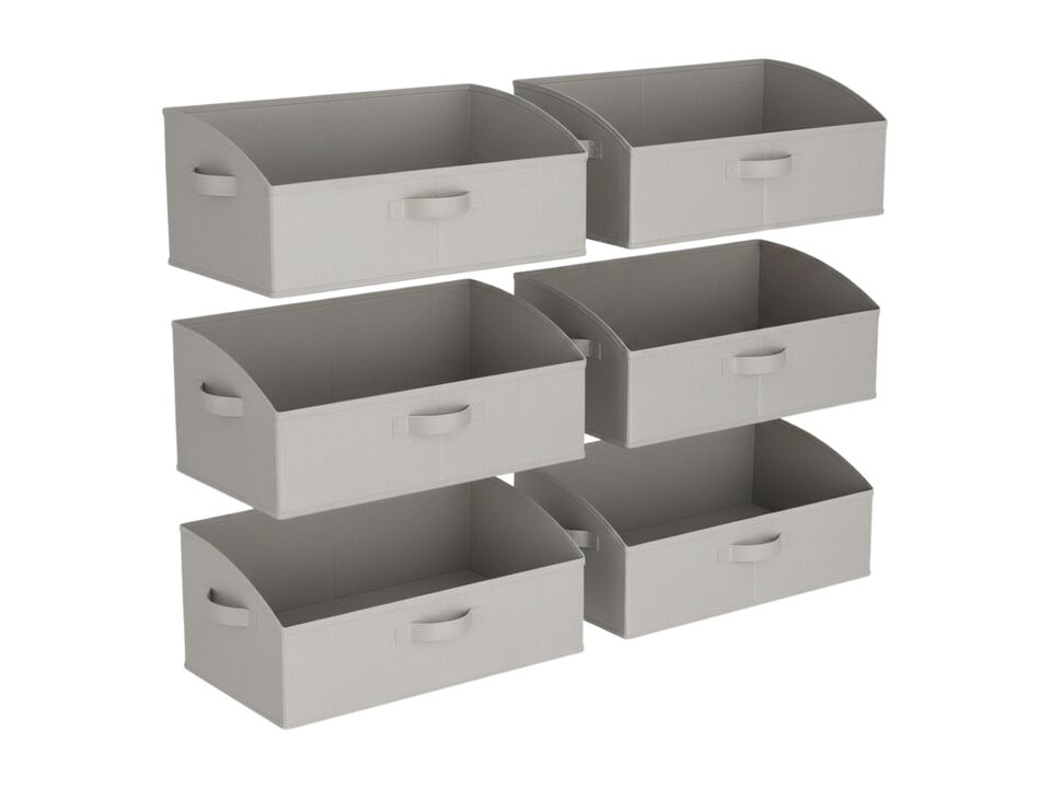 6 Pack Trapezoid Closet Storage Bins Foldable Shelf Organizer Gray Boxes