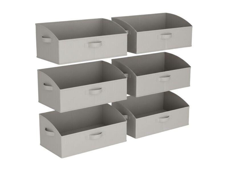 6 Pack Trapezoid Closet Storage Bins Foldable Shelf Organizer Gray Boxes image number 0