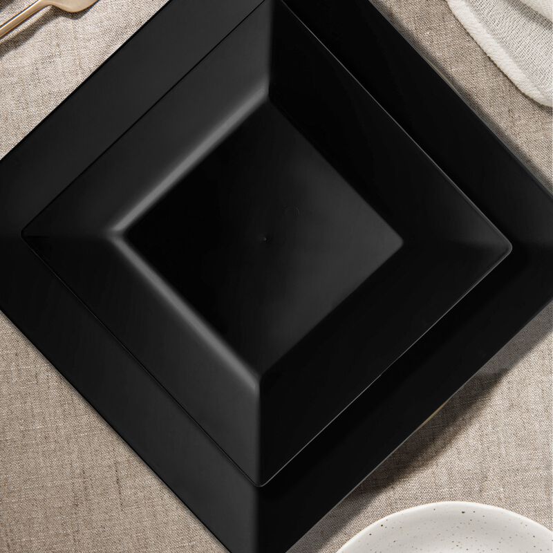 Black Square Plastic Plates Dinnerware Value Set (40 Sets) image number 8