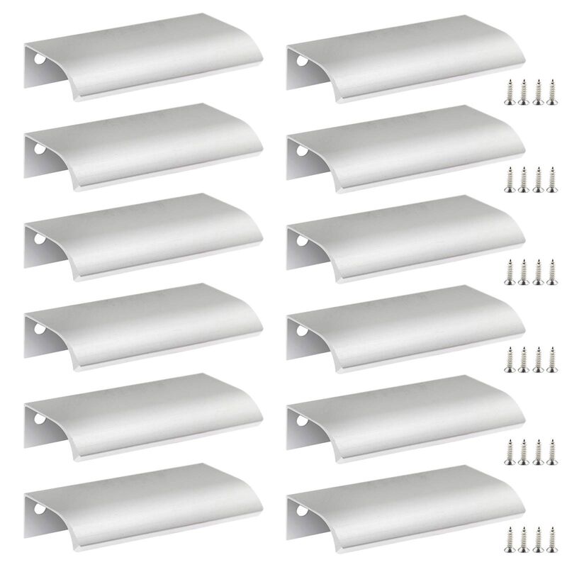 Qjaiune Back Mount Finger Edge Pull 80mm/3.15"", Aluminum Hidden Handle Concealed Tab Pulls for Home Kitchen Living Room Door Dr