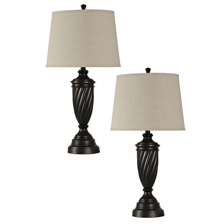 Oiled Metal Table Lamps (Set of 2)